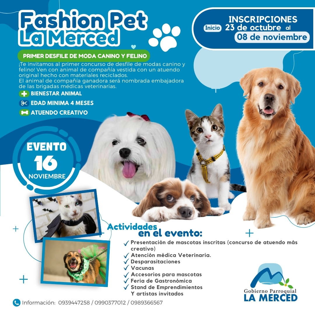 ¡Inscribe a tu mascota en el Fashion Pet La Merced!